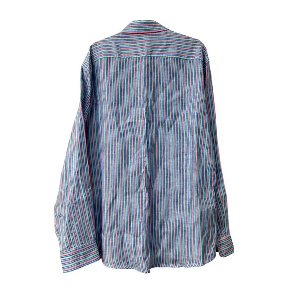 Idillio Positano Linen Candy Striped Beachy Long Sleeve Button Shirt Mens Medium - Picture 6 of 7